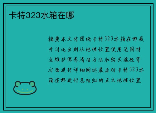 卡特323水箱在哪