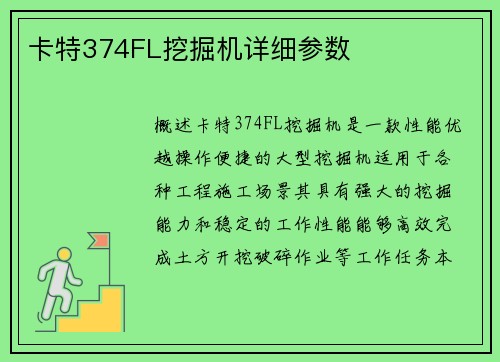 卡特374FL挖掘机详细参数