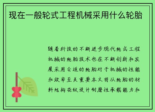 现在一般轮式工程机械采用什么轮胎